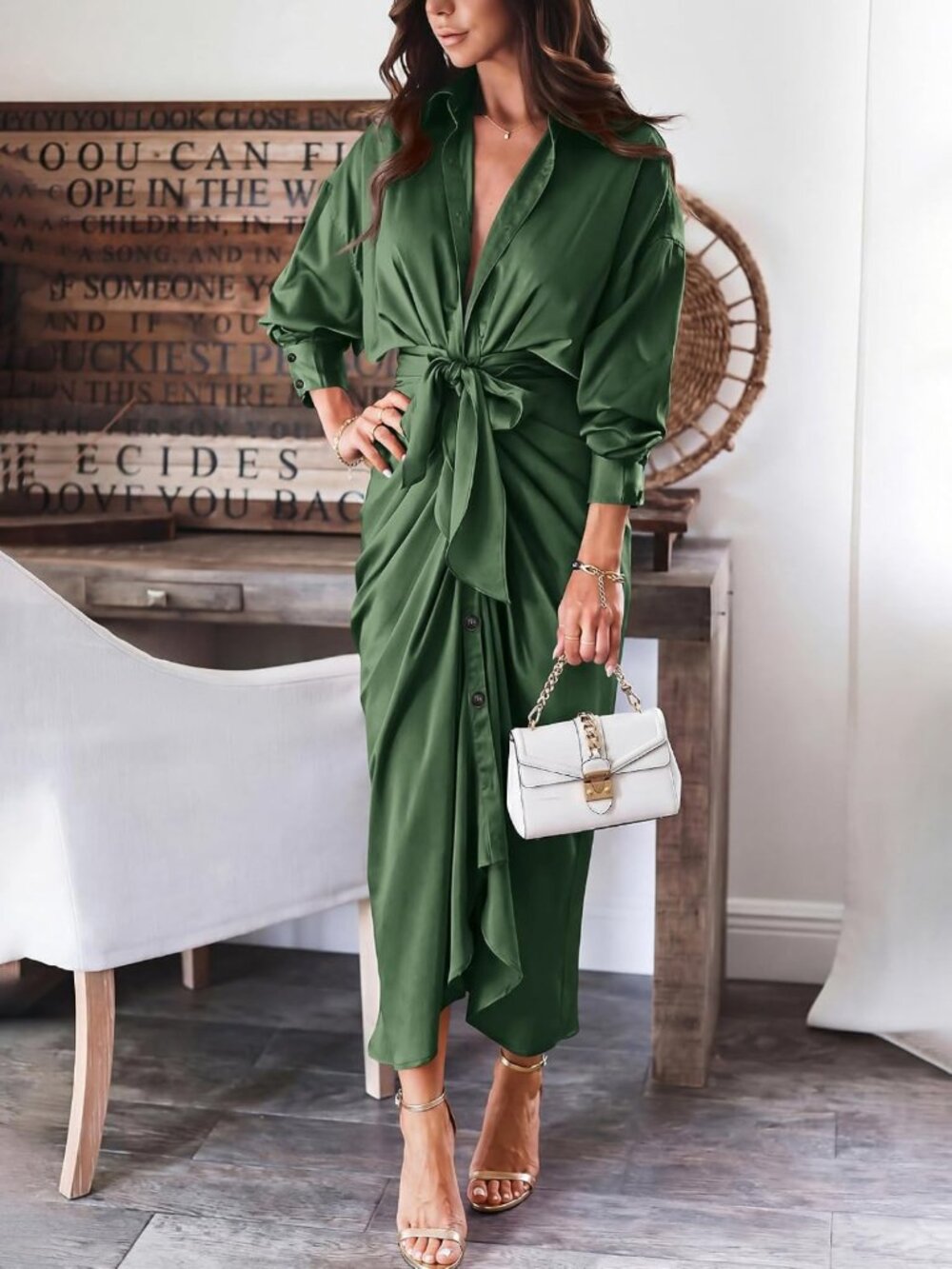 Chic Button-Down Fall Dress for Women | Trendy Casual Style, Perfect for 2026 - Picture 4 of 8